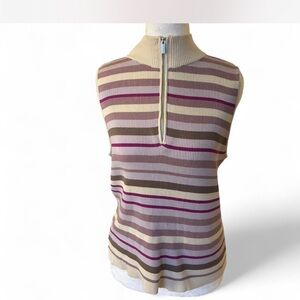 Calvin Klein Jeans Ribbed Knit Top - Beige and Purple